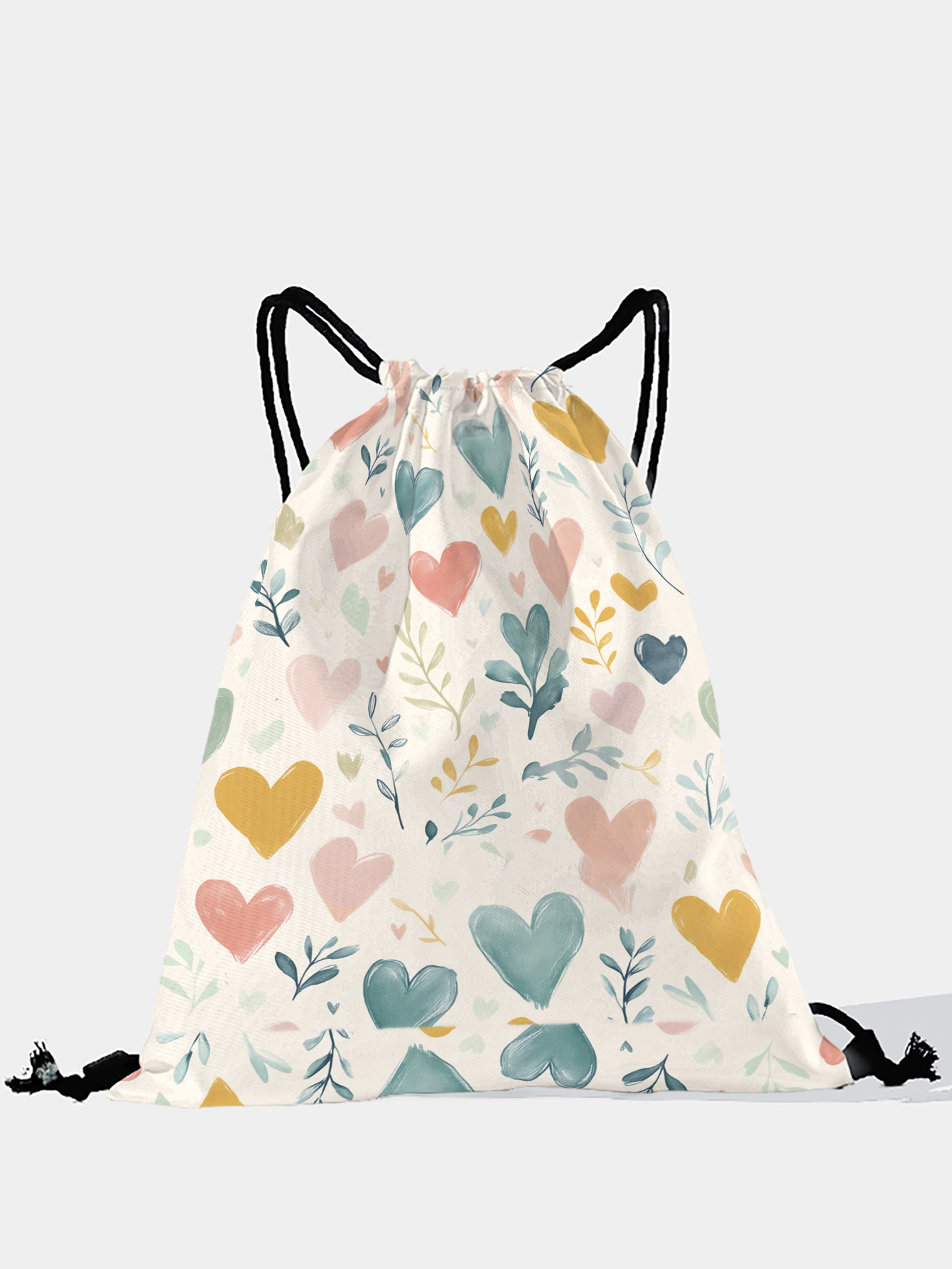 Heart Print Drawstring Backpac - Yoga Fitness Bag ulasan dan harga
