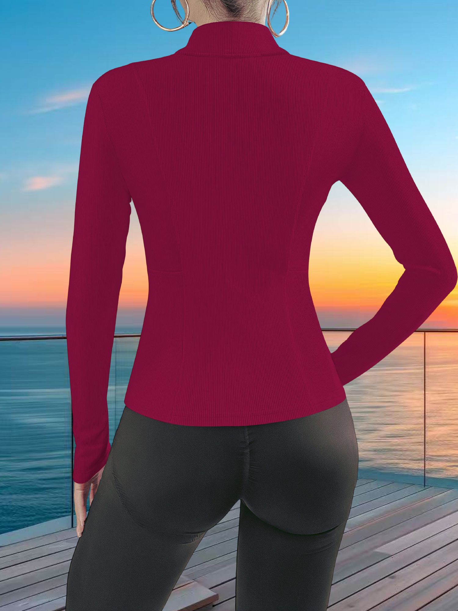 Stretchy Rib Knit Zip-Up Athle - Yoga & Fitness With Faye The Well Being Studio Abbots Langley Reviews ulasan dan harga