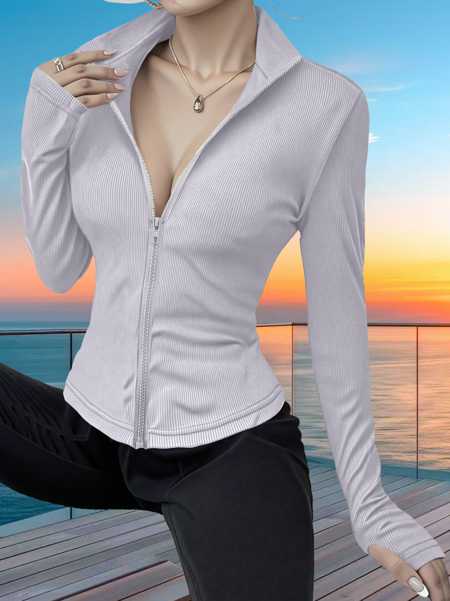 Stretchy Rib Knit Zip-Up Athle - Yoga & Fitness With Faye The Well Being Studio Abbots Langley Reviews ulasan dan harga