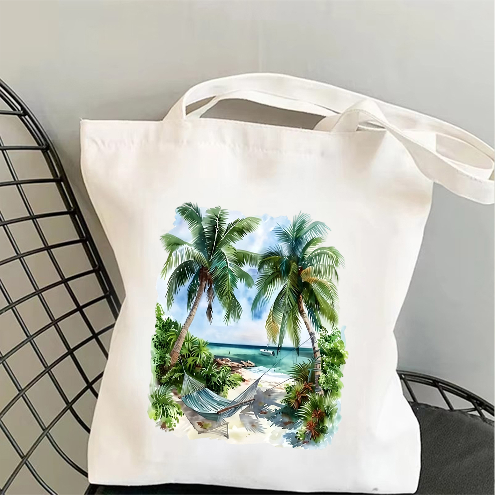 Tropical Beach Canvas Tote Bag - Yoga Fitness Bag ulasan dan harga