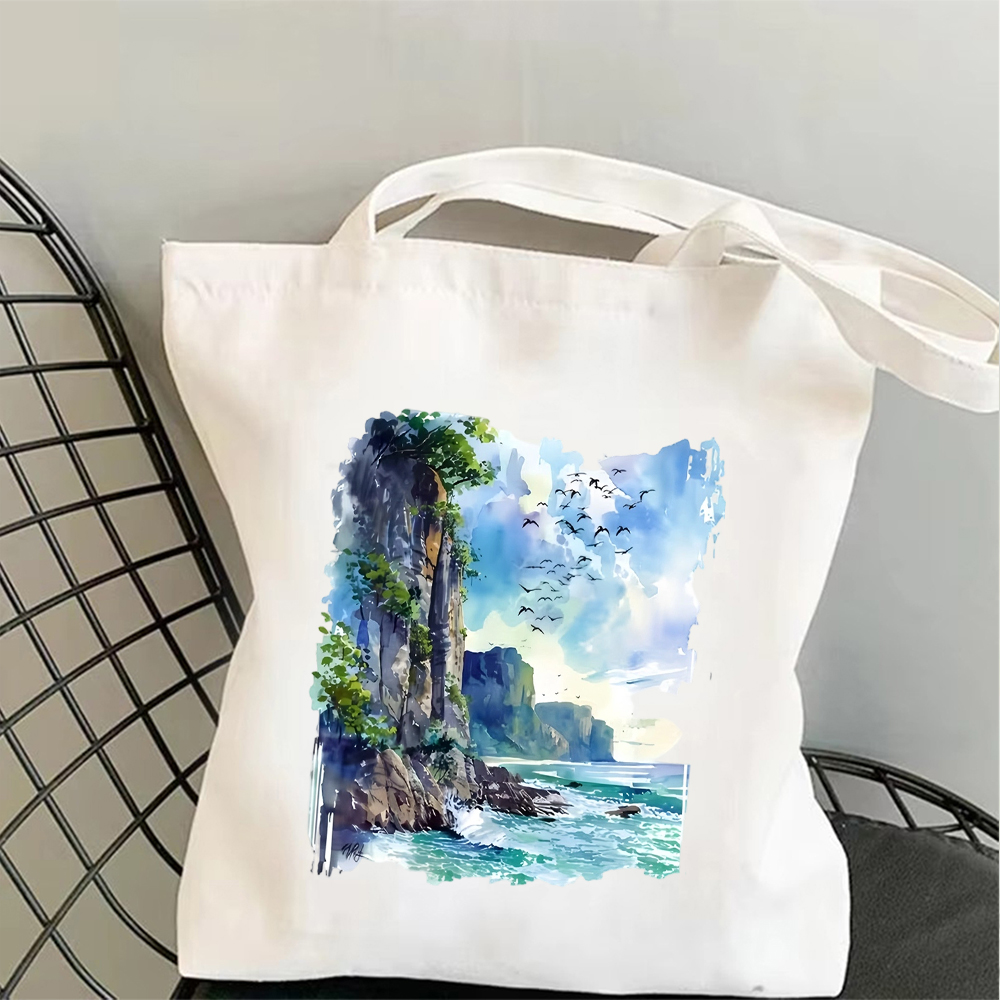 Tropical Beach Canvas Tote Bag - Yoga Fitness Bag ulasan dan harga