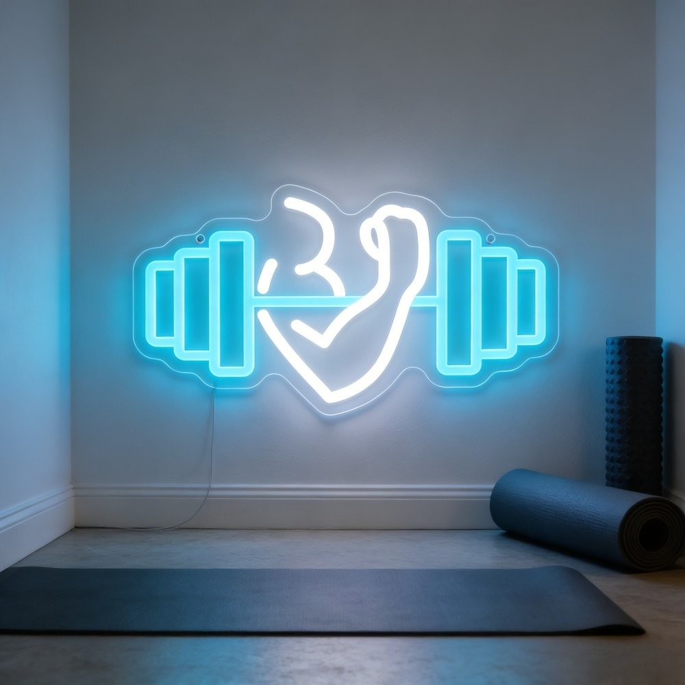 Bicep Dumbbell Neon Sign LED W - Yoga Fitness Studio ulasan dan harga