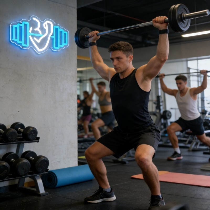 Bicep Dumbbell Neon Sign LED W - Yoga Fitness Studio ulasan dan harga