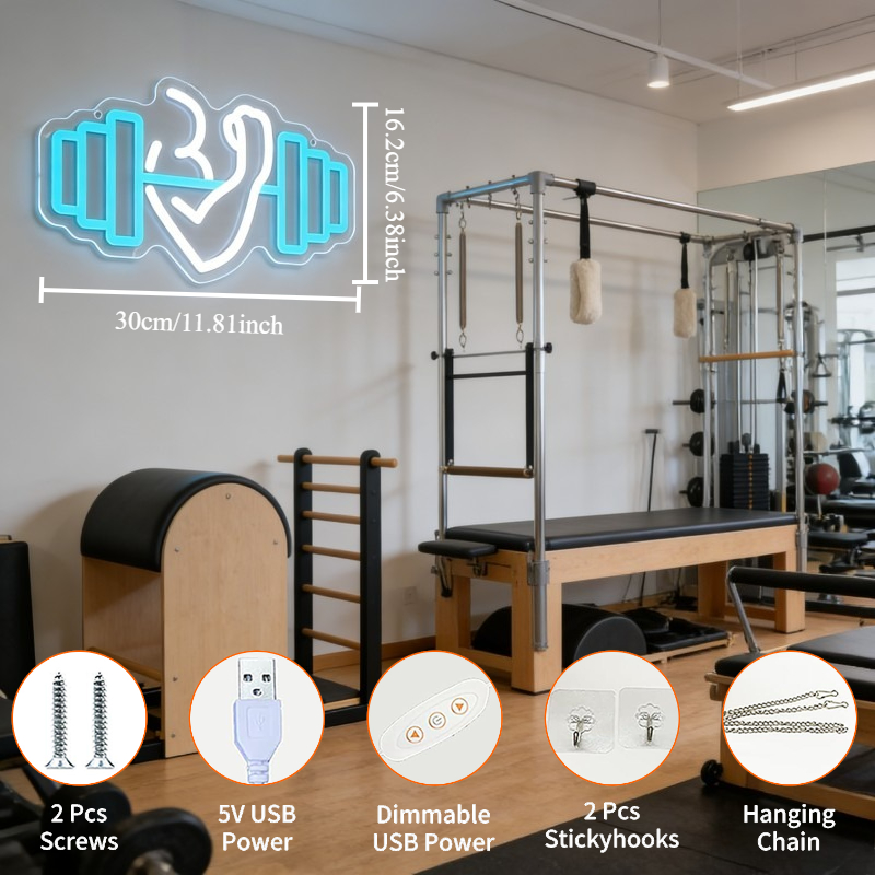Bicep Dumbbell Neon Sign LED W - Yoga Fitness Studio ulasan dan harga