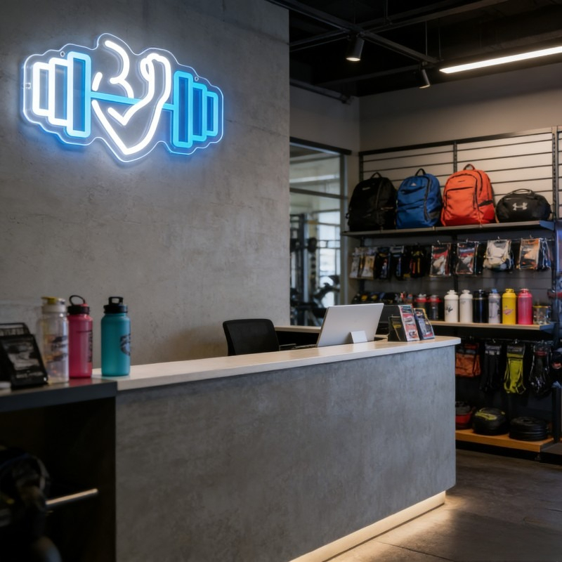 Bicep Dumbbell Neon Sign LED W - Yoga Fitness Studio ulasan dan harga